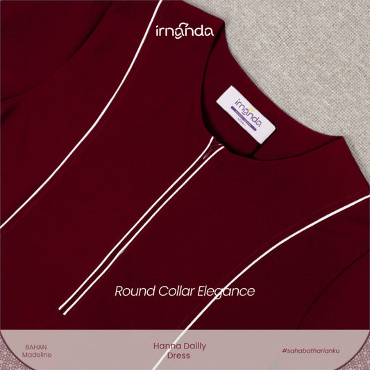 Irnanda - Hanna Dress Gamis Wanita Polos Madeline Zipper A-Line