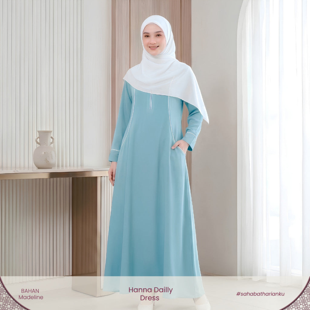 Irnanda - Hanna Dress Gamis Wanita Polos Madeline Zipper A-Line
