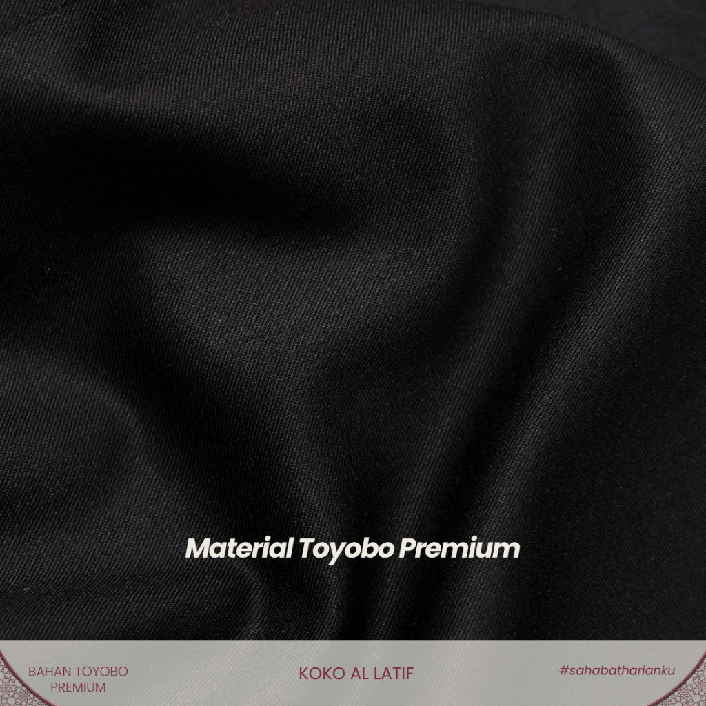 Irnanda Koko Al Latif Pria Lengan Panjang Warna Hitam Bahan Toyobo Premium Kerah Koko