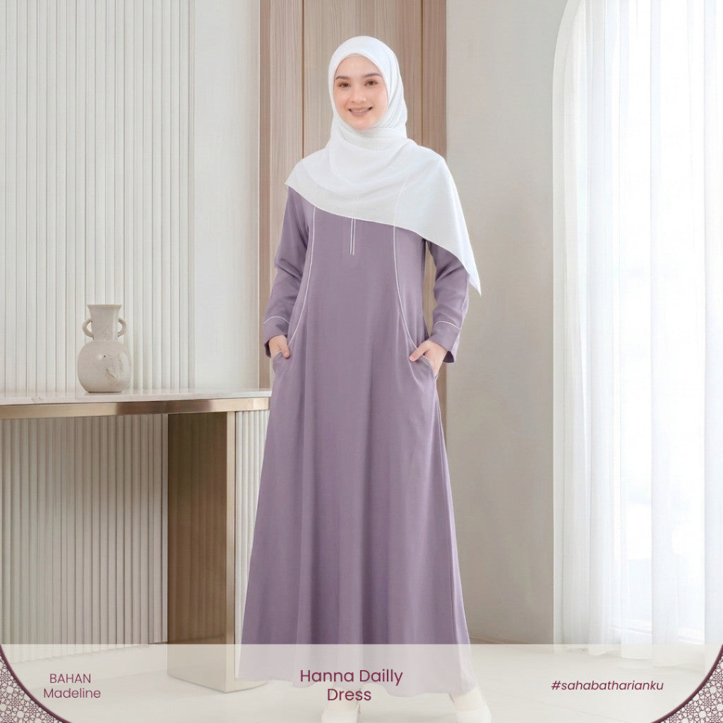 Irnanda - Hanna Dress Gamis Wanita Polos Madeline Zipper A-Line