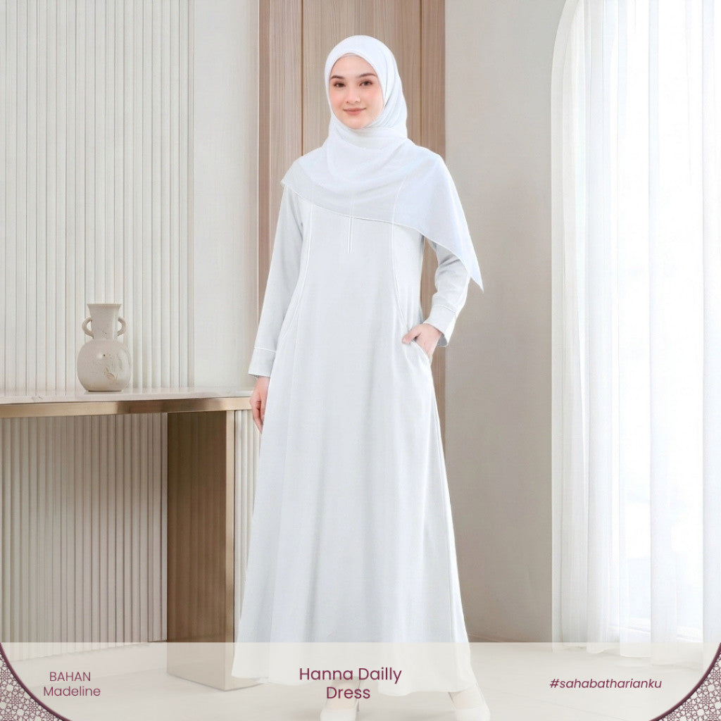 Irnanda - Hanna Dress Gamis Wanita Polos Madeline Zipper A-Line