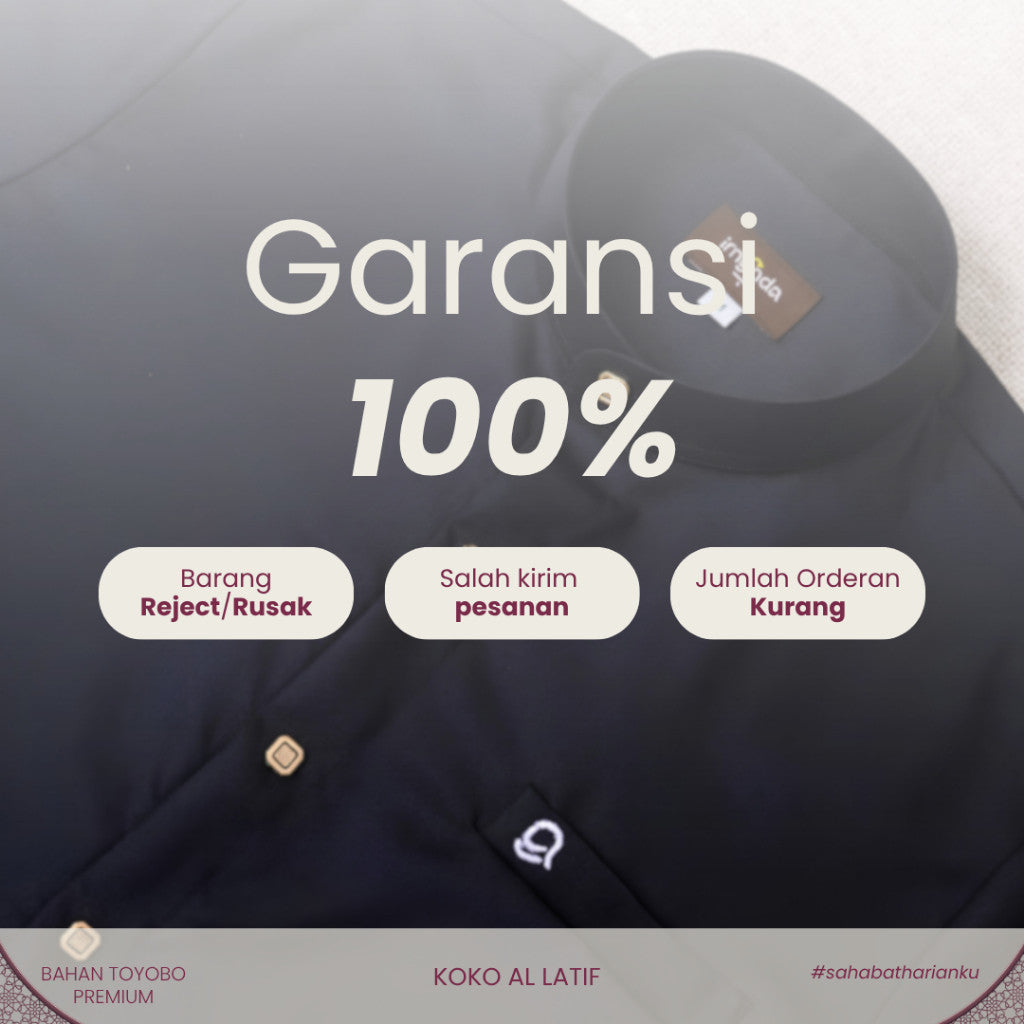 Irnanda Koko Al Latif Pria Lengan Panjang Warna Hitam Bahan Toyobo Premium Kerah Koko