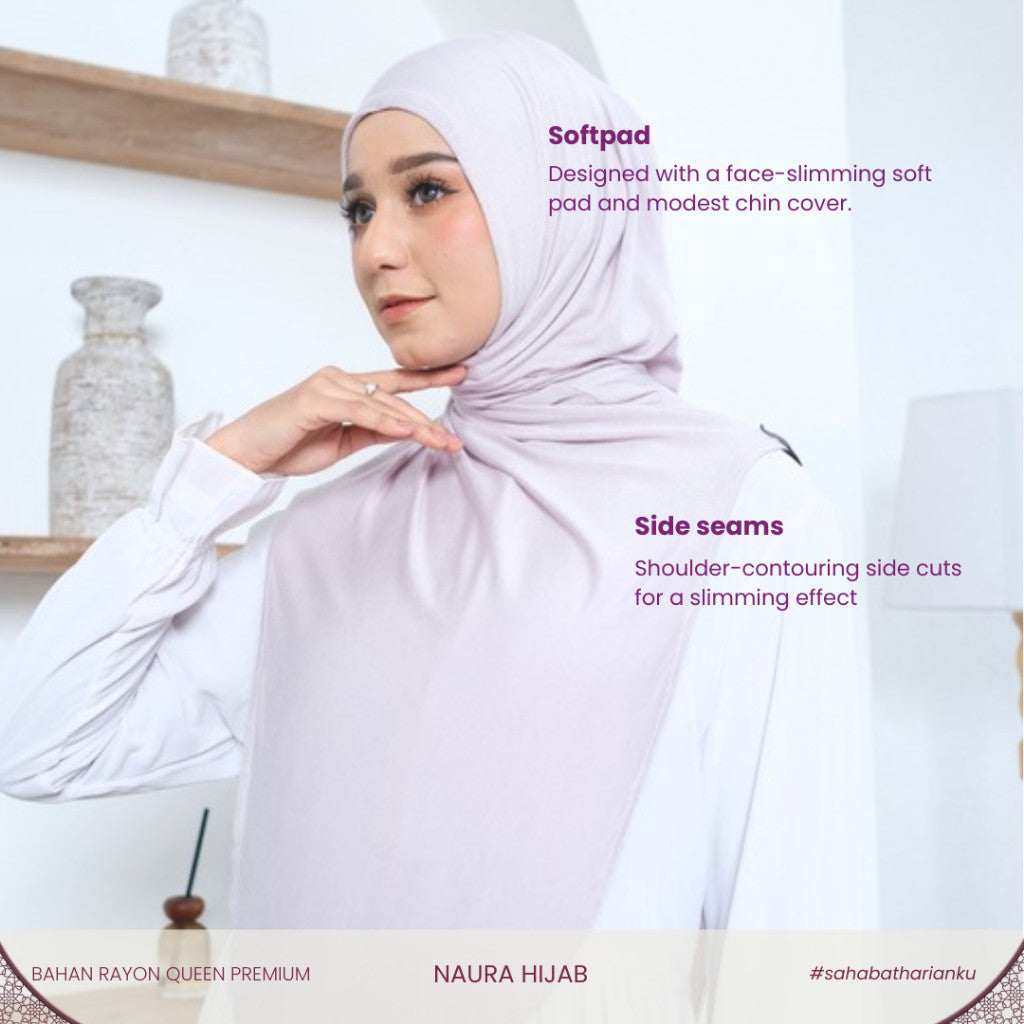 Irnanda Hijab NAURA Series Kerudung Bergo Instant Malay Syar'i Rayon Queen Lembut Anti Tembem Soft Pad