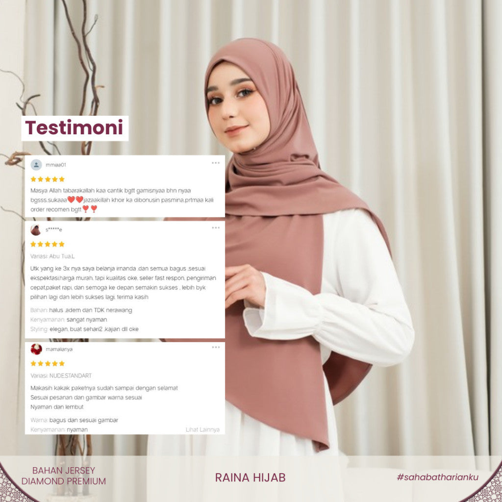 Irnanda Raina Jilbab Instant Segitiga Oval Anti Tembem Jersey Diamond Premium