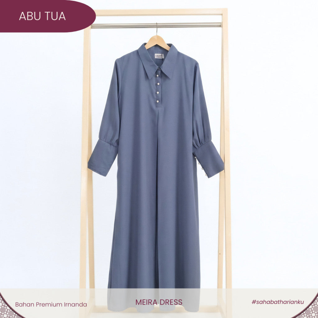 Irnanda - Meira Dress Gamis Lengan Balon High Twist Premium Flowy