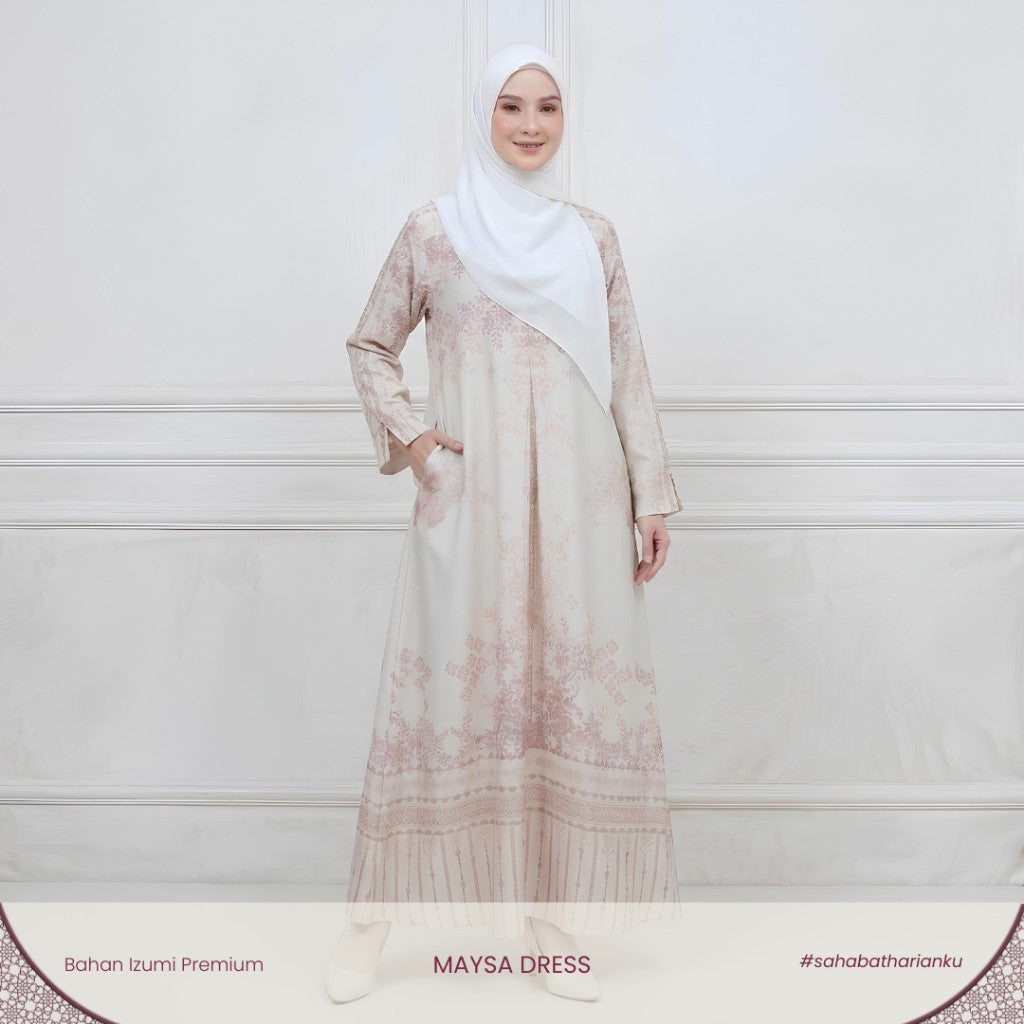 Irnanda - Maysa Dress Gamis Motif Floral Mazaya Premium A-Line