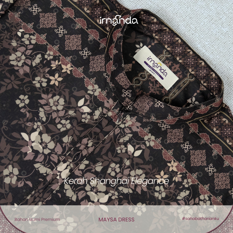 Irnanda - Maysa Dress Gamis Motif Floral Mazaya Premium A-Line