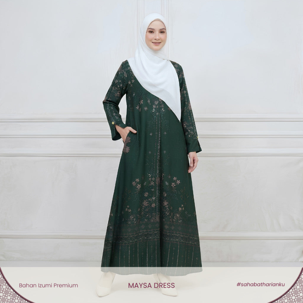 Irnanda - Maysa Dress Gamis Motif Floral Mazaya Premium A-Line