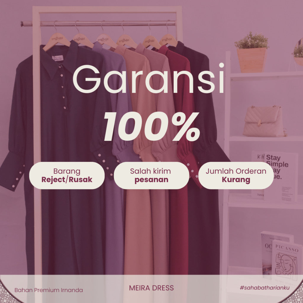 Irnanda - Meira Dress Gamis Lengan Balon High Twist Premium Flowy