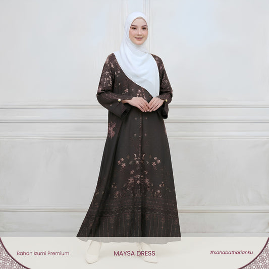 Irnanda - Maysa Dress Gamis Motif Floral Mazaya Premium A-Line